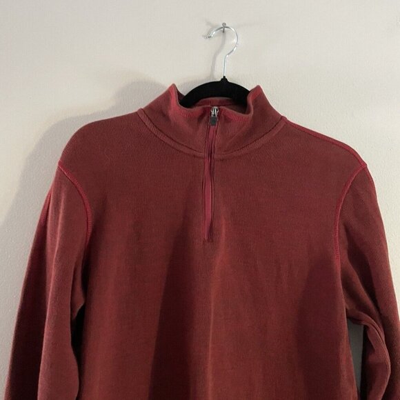 Eddie Bauer Men SZ M Orange/Brown 1/4 Zip Collared Pullover Long Sleeve Shirt - Picture 5 of 9
